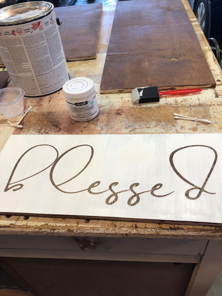 Home Decor Wood Sign paint over stain