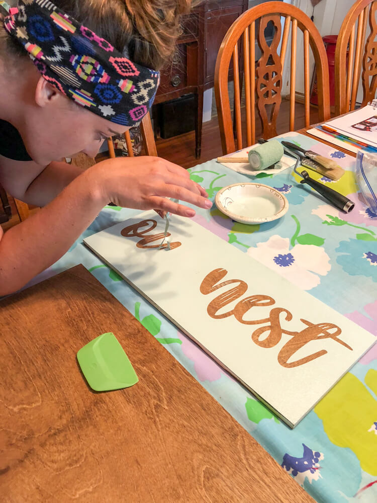 Home Decor Wood Sign peeling letters