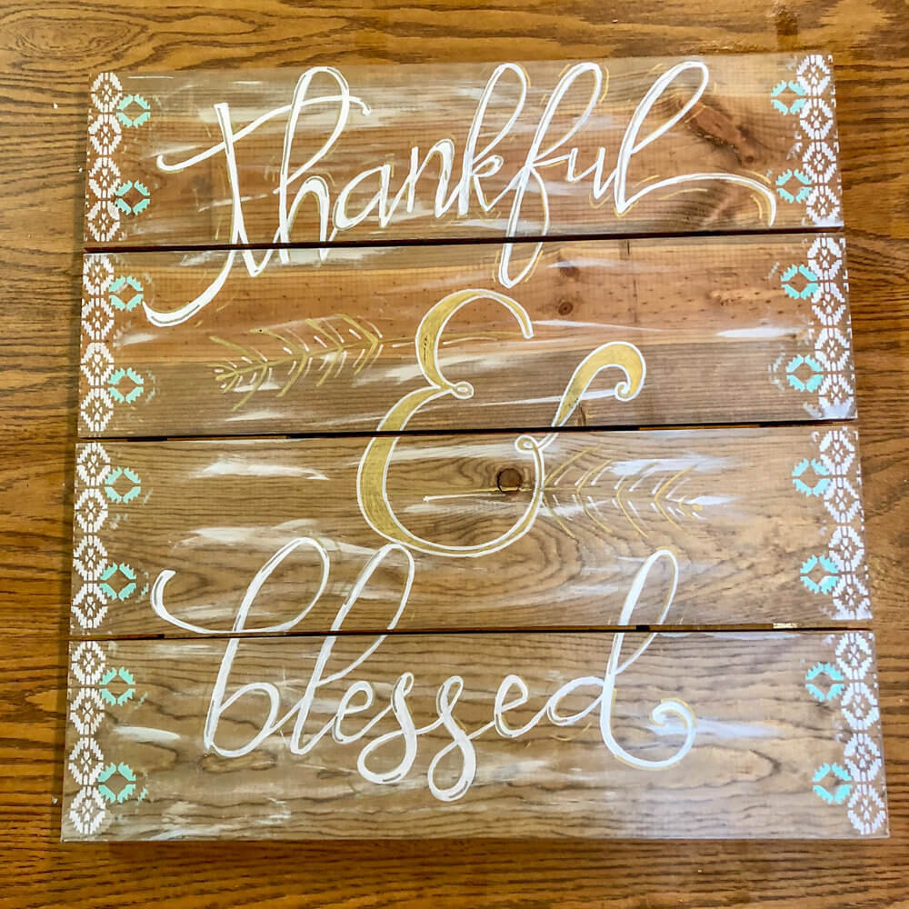 Wood Sign Thankful & Blessed