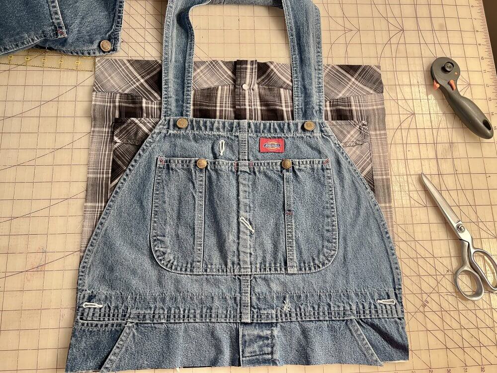 DIY memory pillow plaid and denim