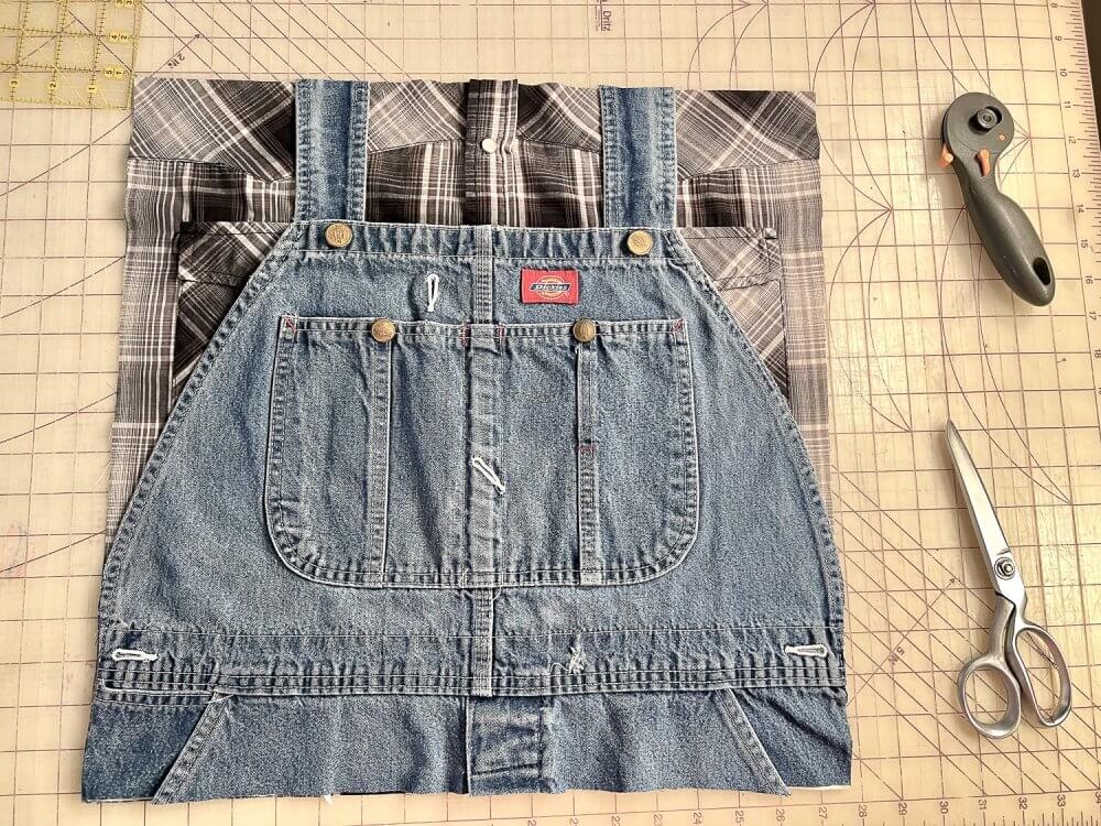 DIY memory pillow plaid and denim