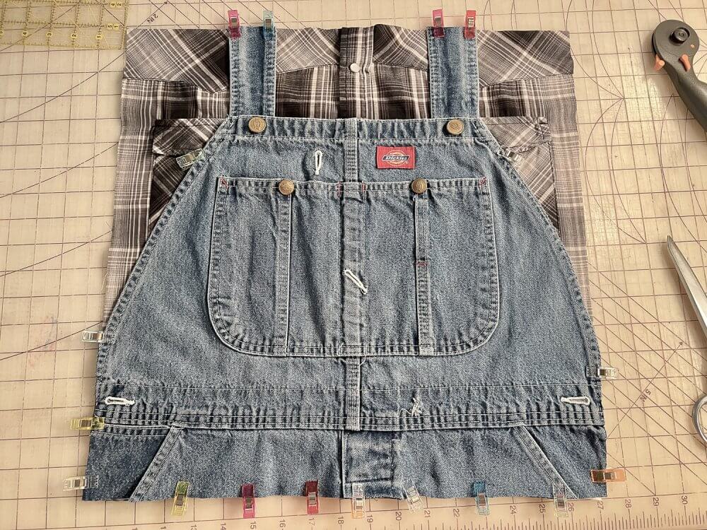 DIY memory pillow plaid and denim