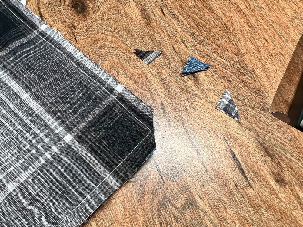 DIY memory pillow plaid and denim