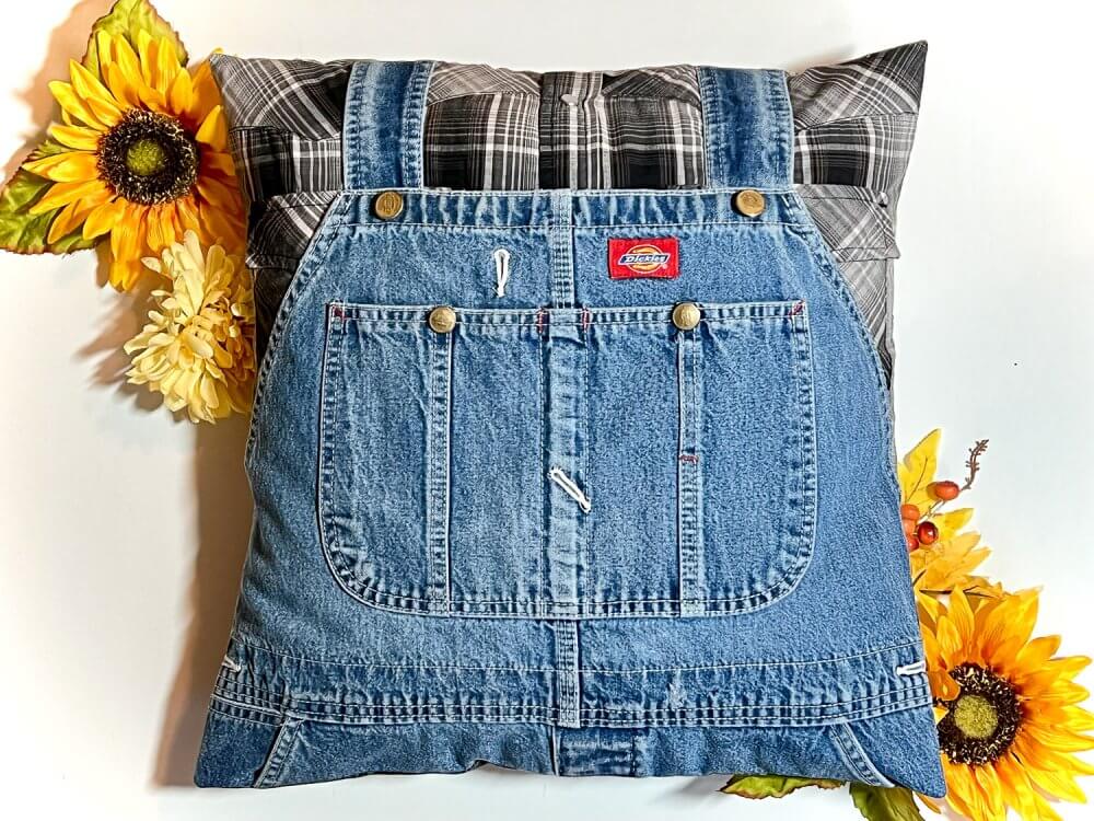Memory Pillow Plaid shirt and overalls