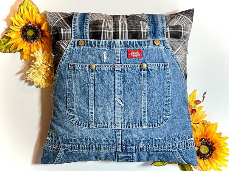 Memory Pillow Plaid shirt and overalls