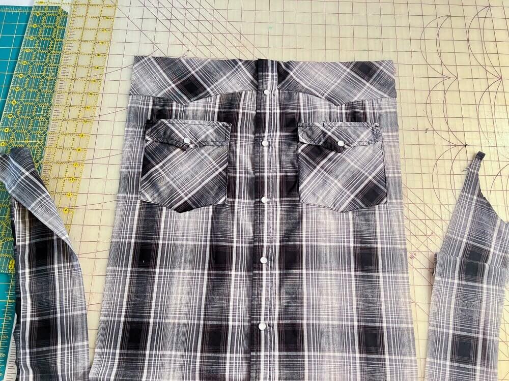 DIY memory pillow plaid and denim