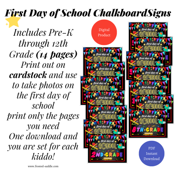 First Day of School Chalkboard Signs