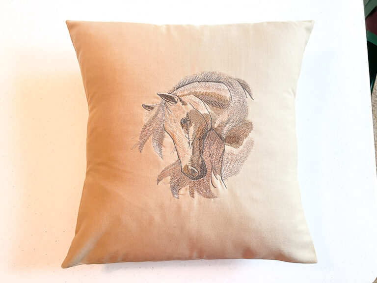 Horse Embroidery on Pillow
