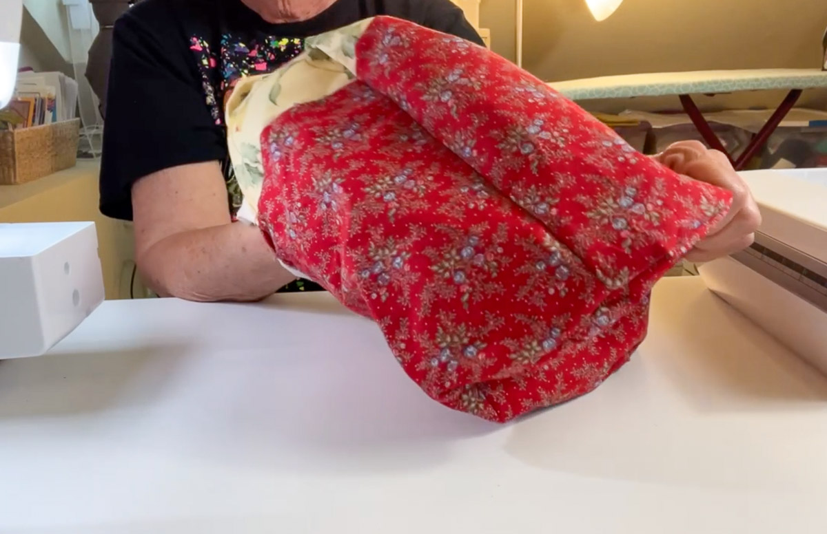 Fabric basket right side out