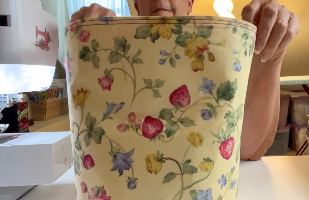 Topstitched fabric basket